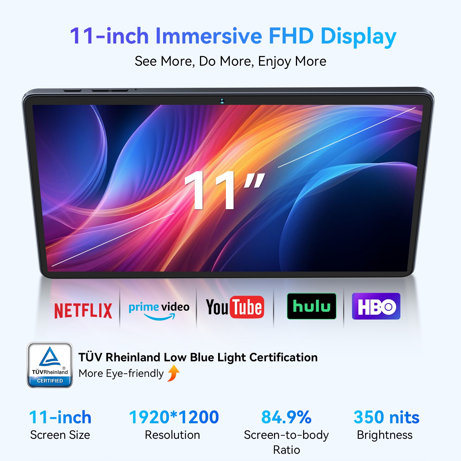TABWEE W90 Android 15 Tablet 11″24GB RAM+256GB ROM 2TB TF T615 Octa-Core 8000mAh