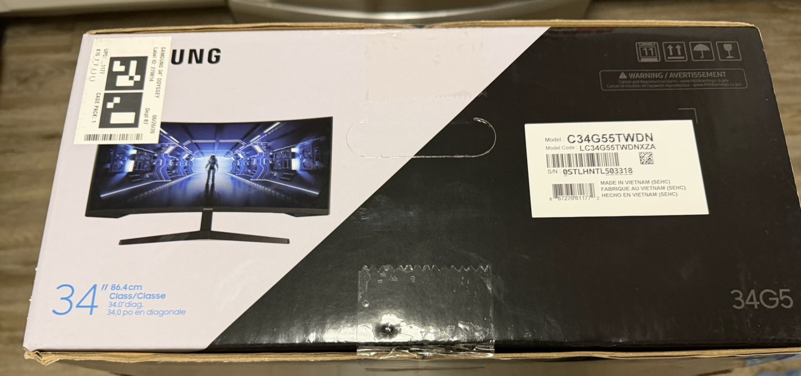 Samsung 34 inch Odyssey G5 G55T 1ms 165Hz 1000R Curved Gaming Monitor