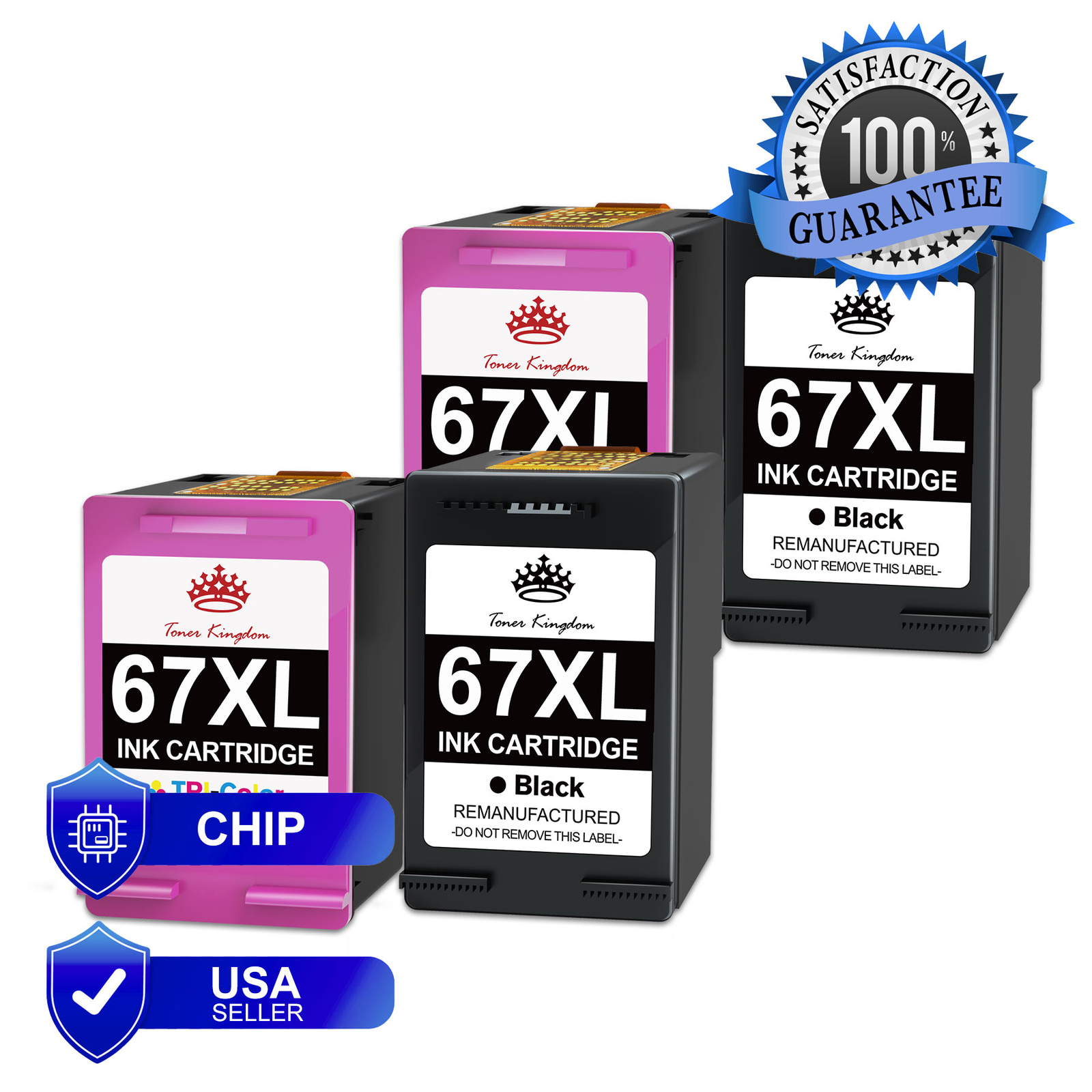 4PK Black Color Ink Cartridge 67XL FOR HP ENVY 6052 6055 6058 6075 6455 6458