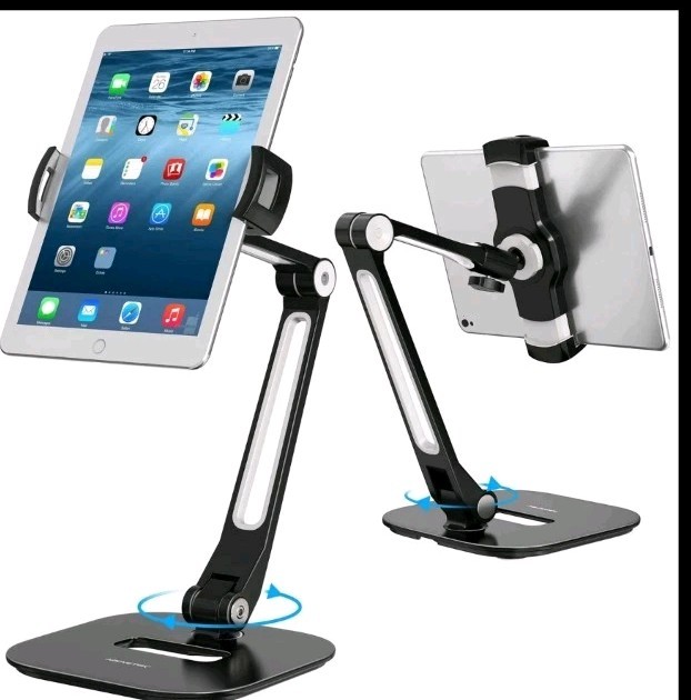 Tablet Stand, Multi-Angle Adjustable iPad Stand Holder, 360° Swivel Tablets S…