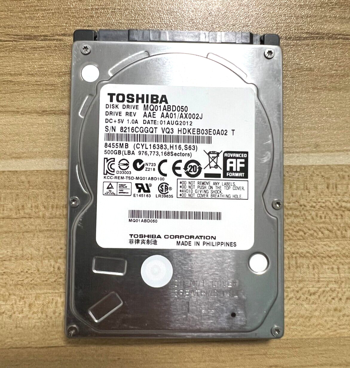 Toshiba 500GB MQ01ABD050 5400RPM SATA 3Gb/s 2.5″ Laptop HDD Hard Disk Drive