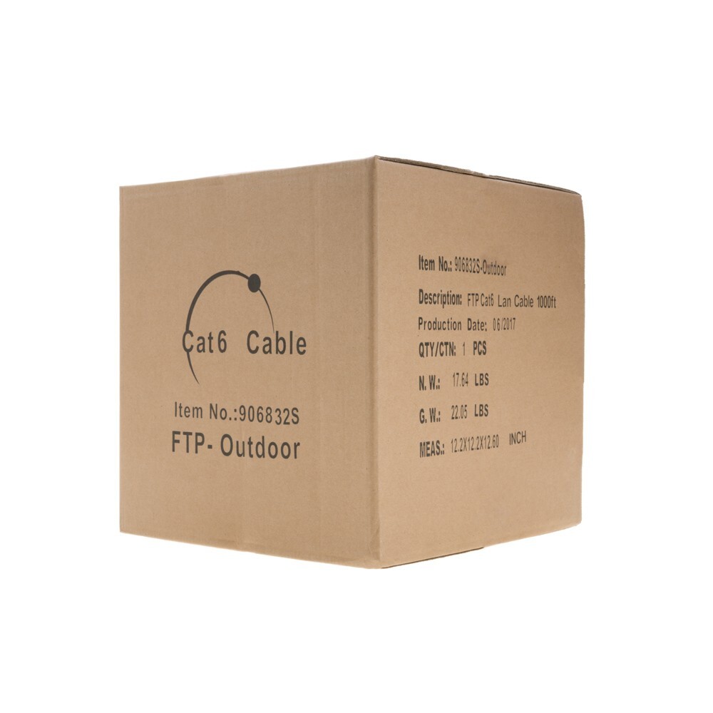 CAT6 Outdoor Cable FTP 23AWG Ethernet Solid Wire UV Rated Direct Burial 1000FT