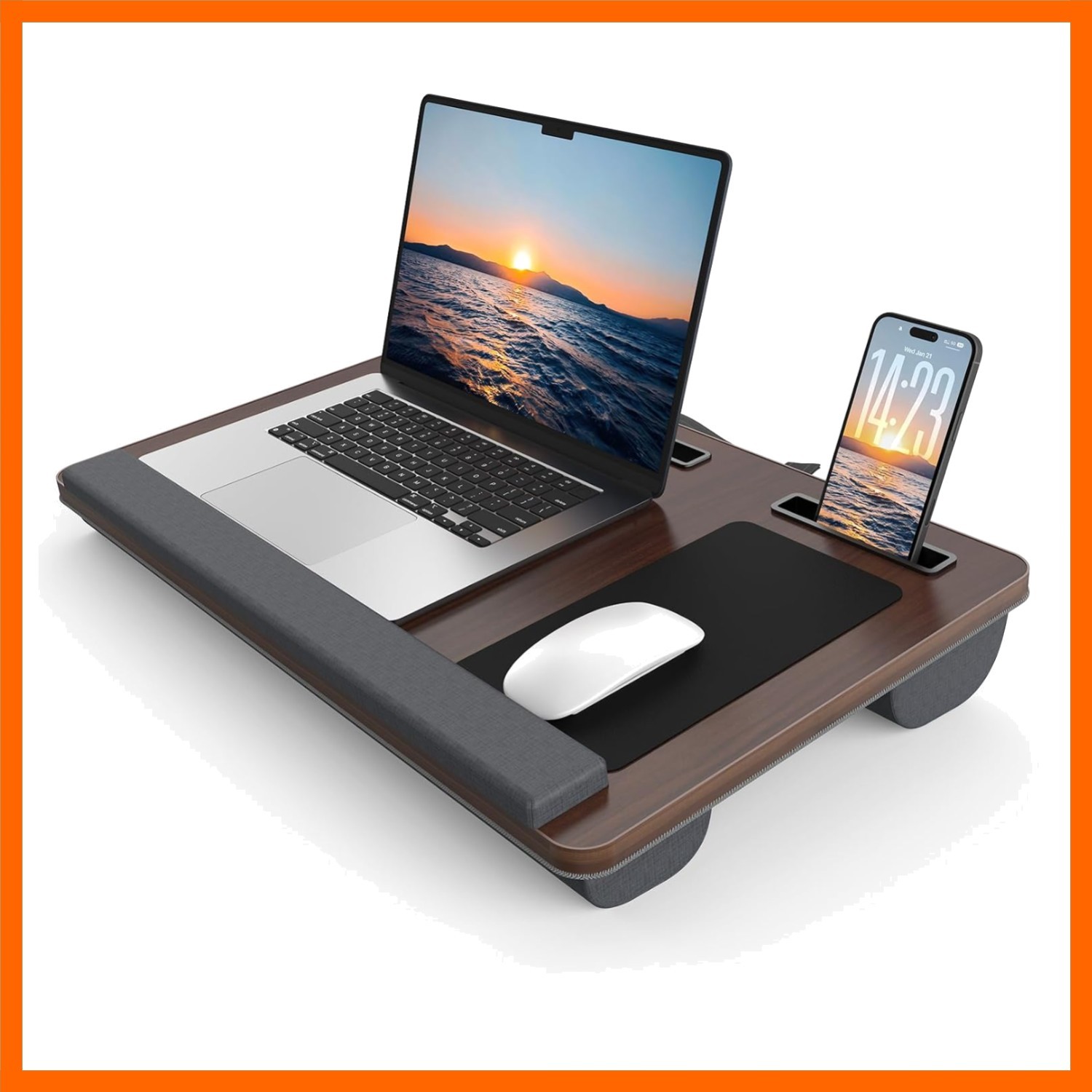 Lap Desk with Cushion, Large Laptop Desk for Adults, Up to 17″ Laptop Tray fo…