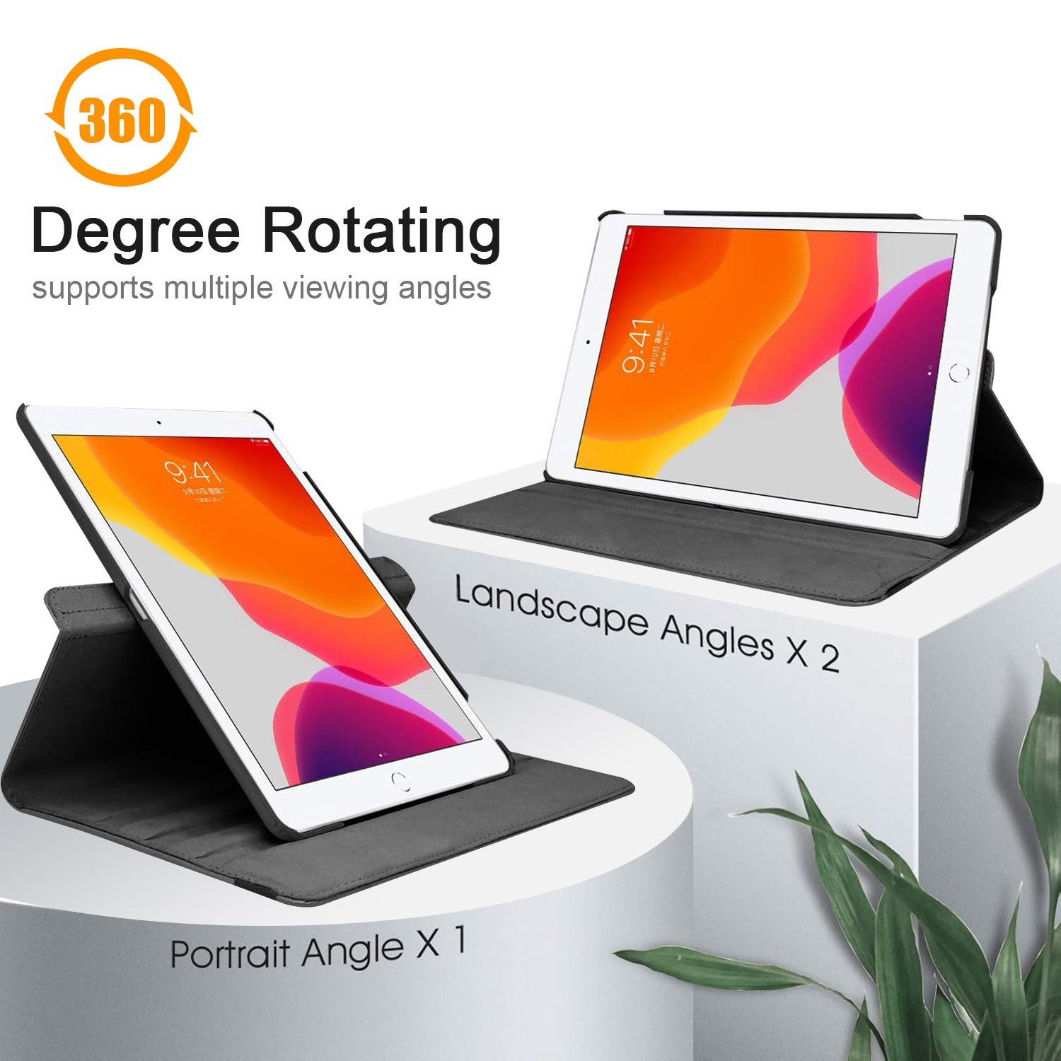 For Apple iPad 7th 8th 9th 10.2″ Case 360 Degrees Rotating PU Leather Cover