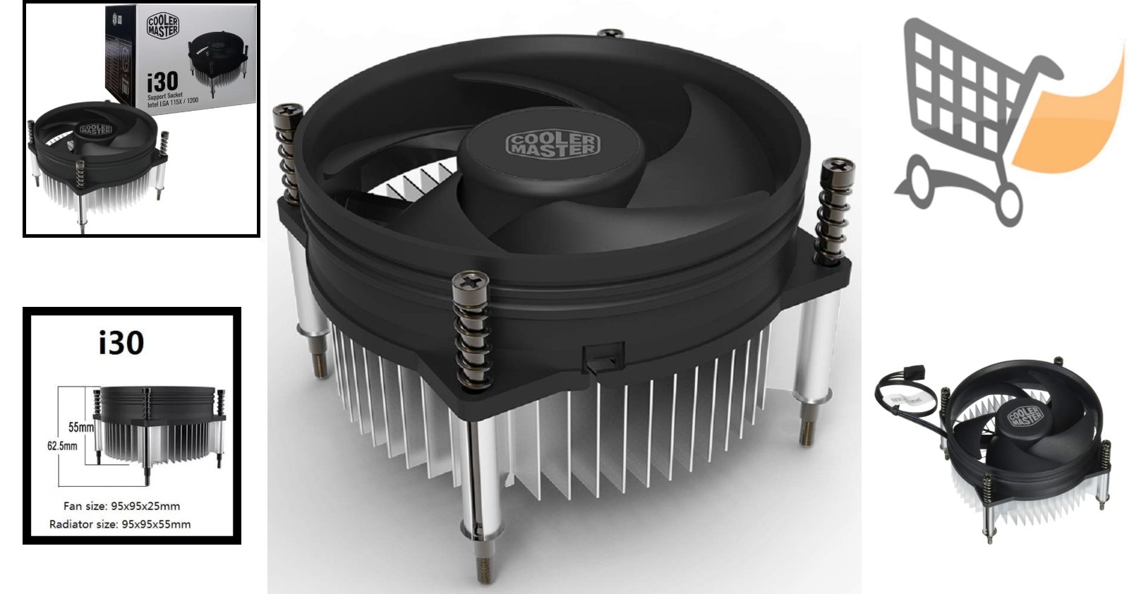 Cooler Master CPU Cooler Low Noise 92mm Fan Aluminum Heatsink for Intel LGA
