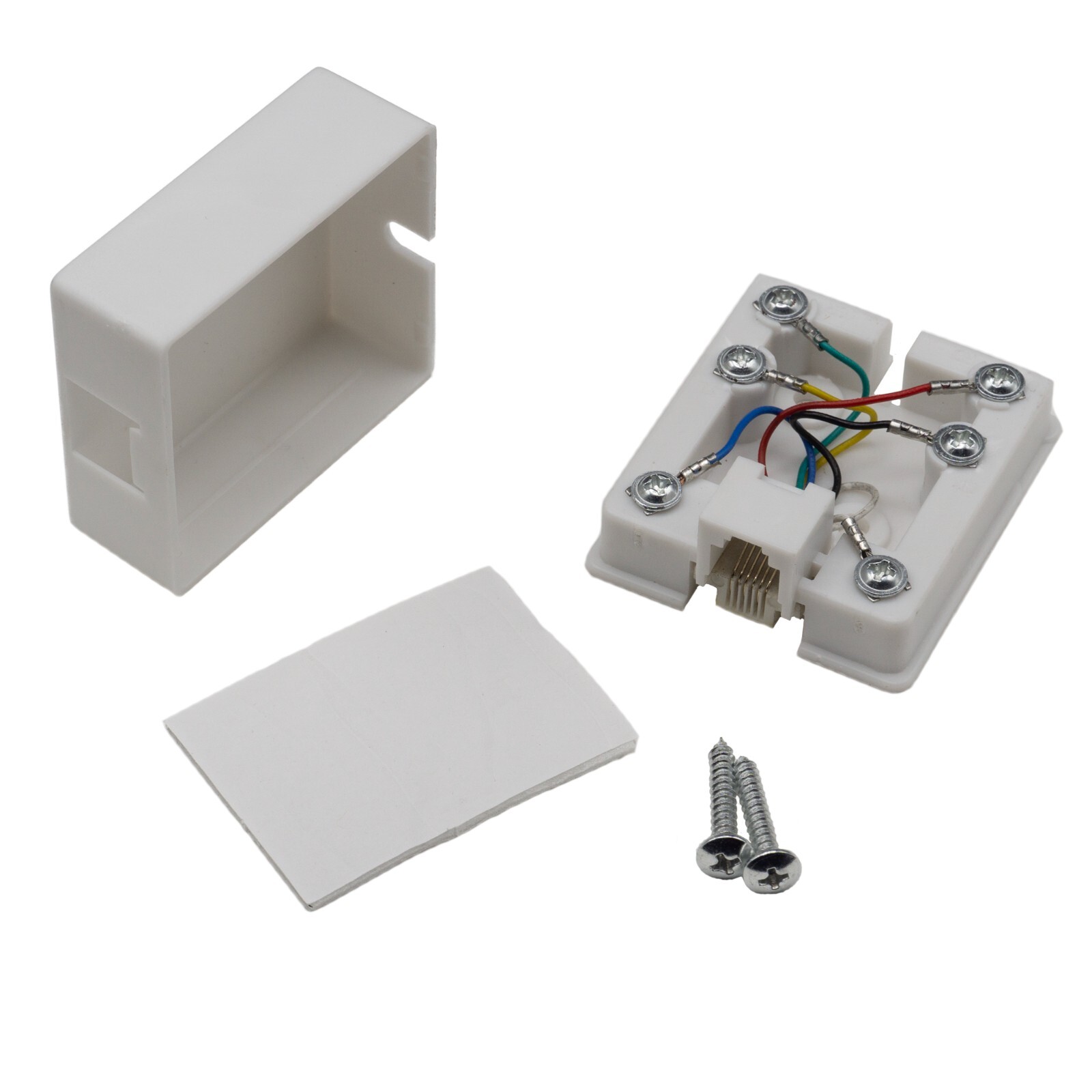 Phone Surface Mount Jack White RJ11 / RJ12 Data / Voice 6P6C 300-66FF-WH
