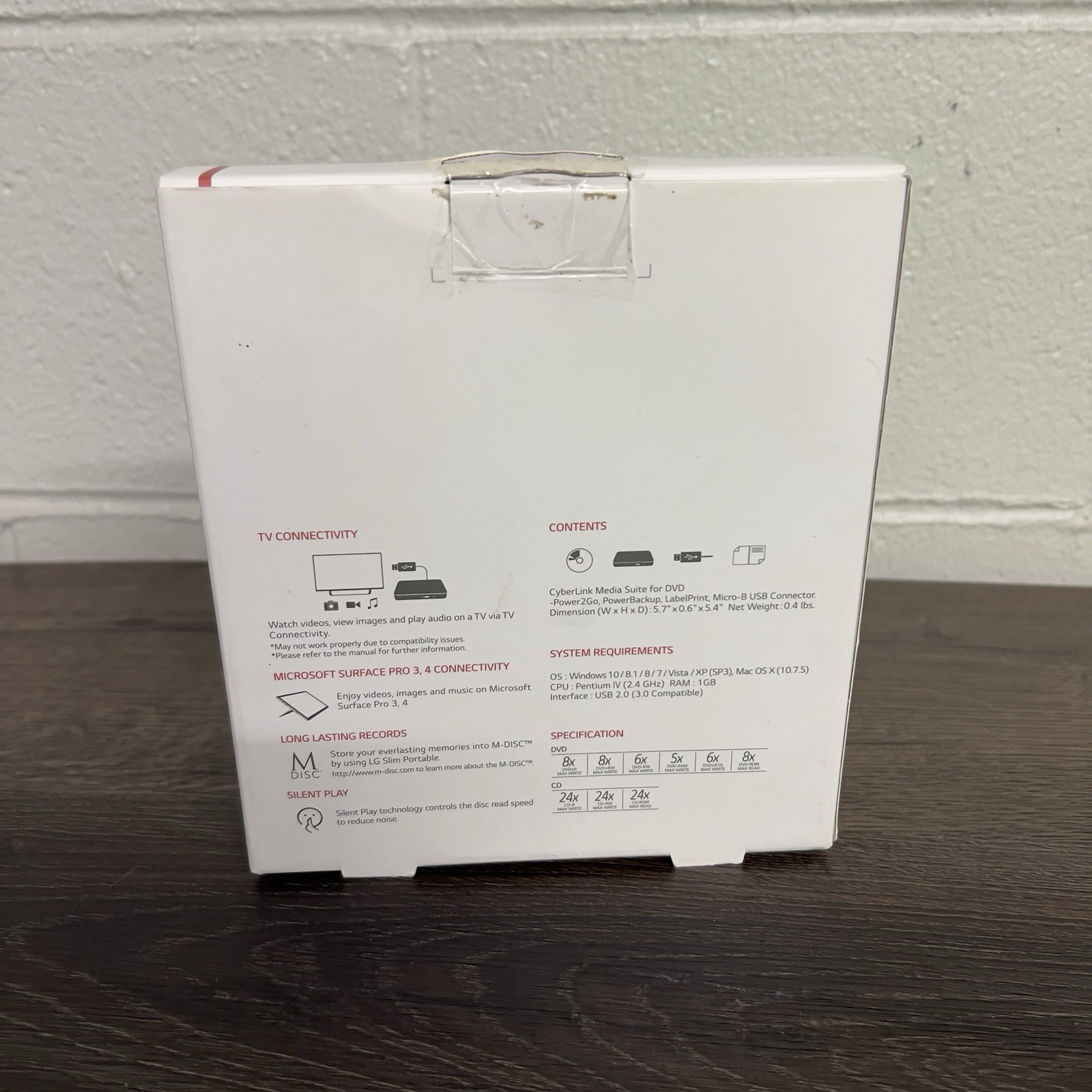 LG SP80NB80 Ultra Slim Portable External DVD Writer Mac Windows USB With Box