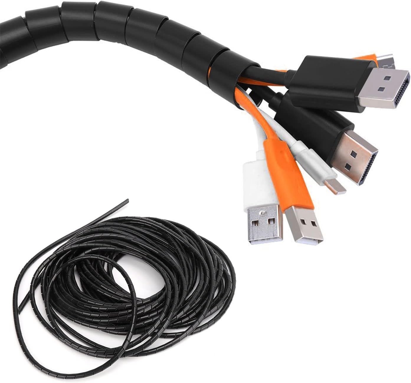 Spiral Cable Wrap – 20 Ft 1/2″ Spiral Wire Wrap Cord Covers Bundle Sleeve Hose