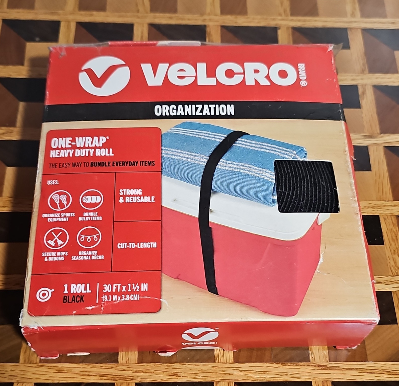 VELCRO ONE-WRAP Heavy Duty Cable Wrap Reusable Cut-to-Length 30ft x 1.5″ Black
