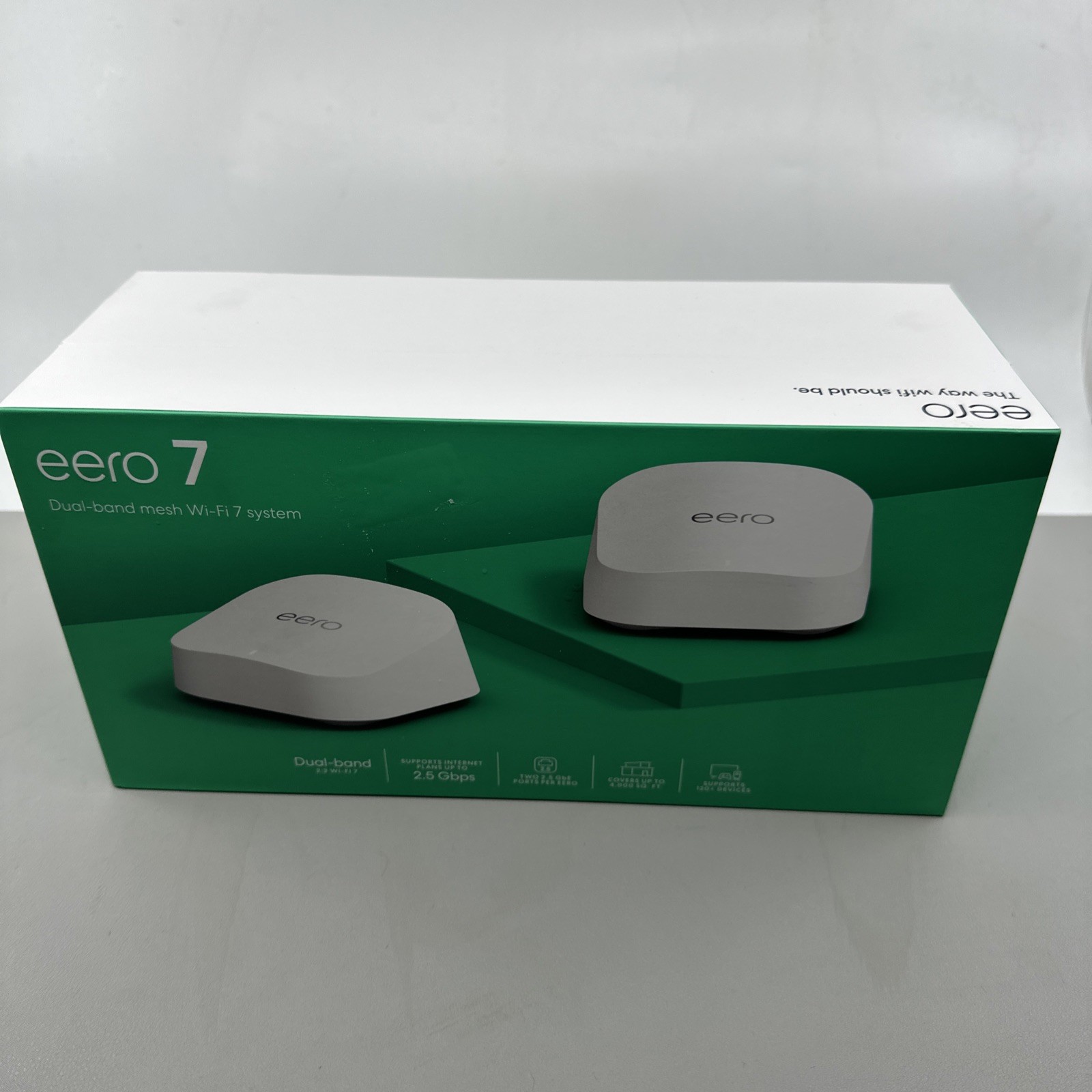 Amazon eero 7 Dual-Band Mesh Wi-Fi 7 System (2-Pack), Up to 2.5Gbps, 4,000 sq.ft