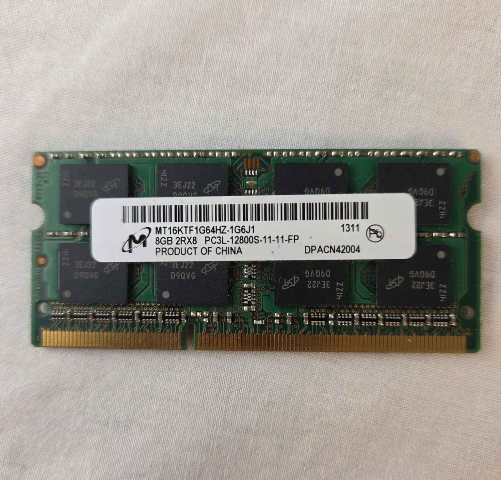 Micron 8GB DDR3 SDRAM SO-DIMM PC3L-12800S 204-Pin MT16KTF1G64HZ-1G6J1