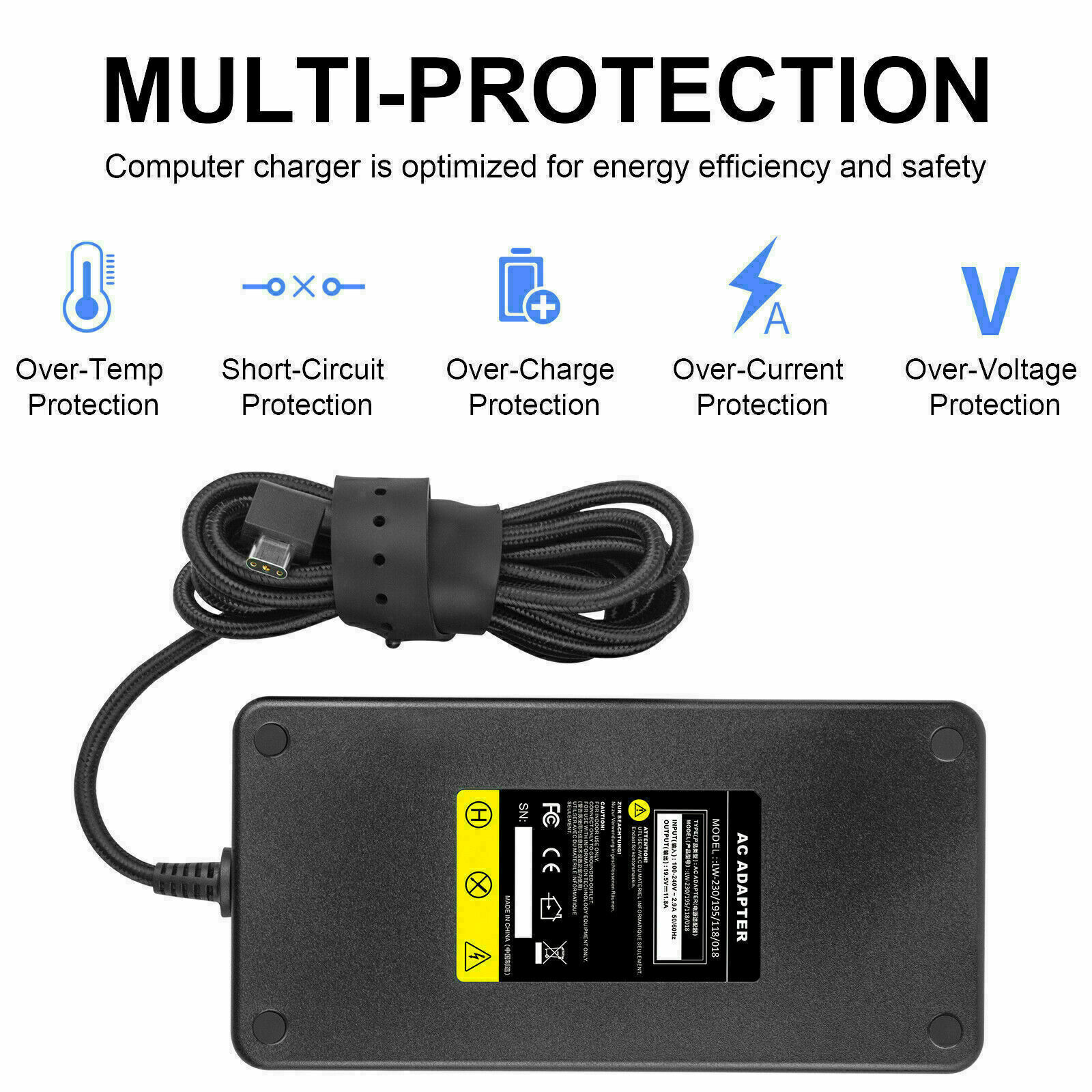 230W Power Adapter Charger for Razer Blade 15 Notebook Laptop Since 2014-2021