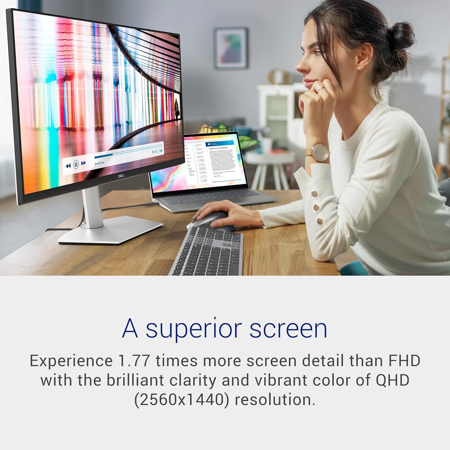 Dell S2722DC Monitor WQHD 2560×1440 75Hz USB C Built in Speaker Platinum Silver