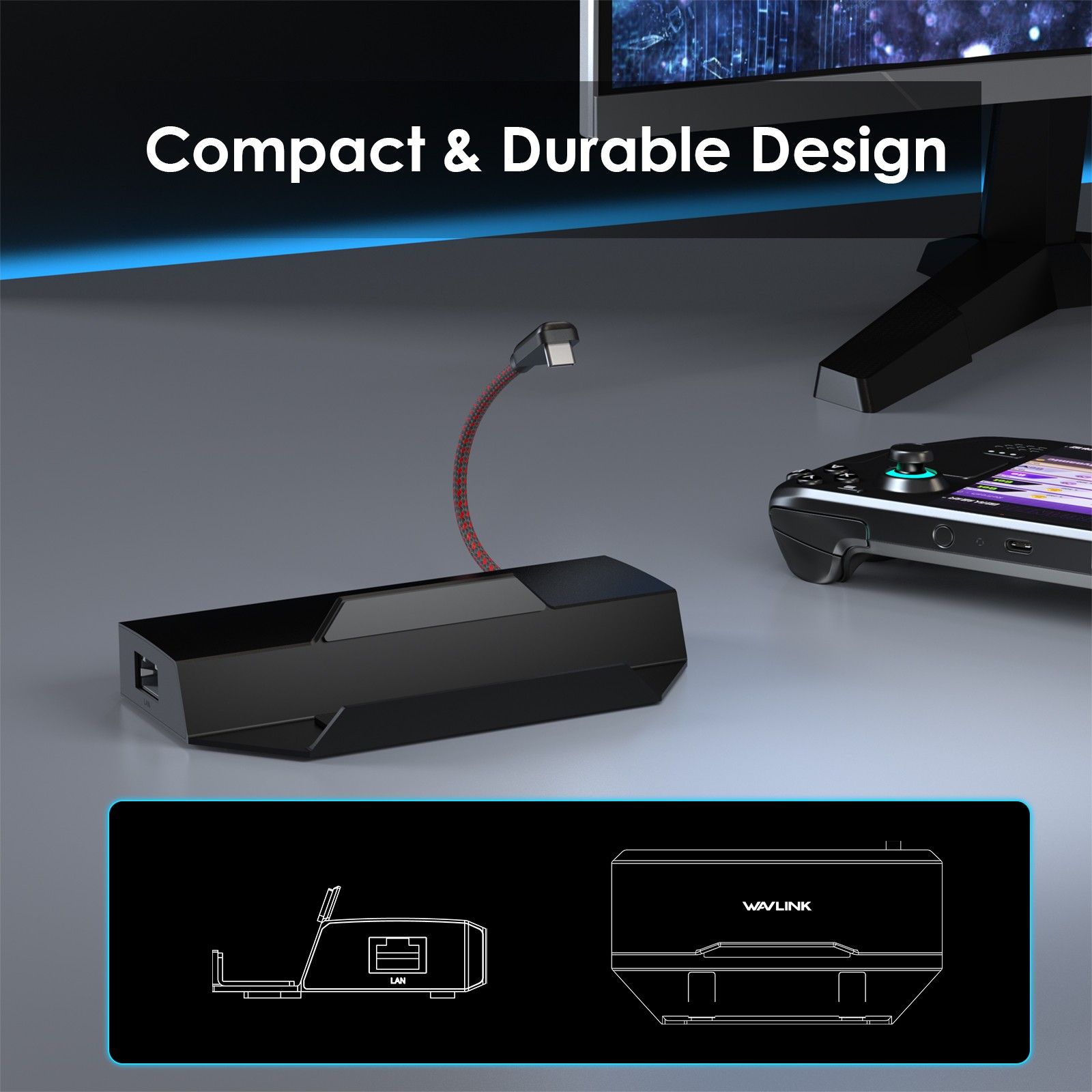 Steam Deck Dock Docking Station for Steam Deck/ROG Ally 4K@144Hz HDMI 2.1 100WPD