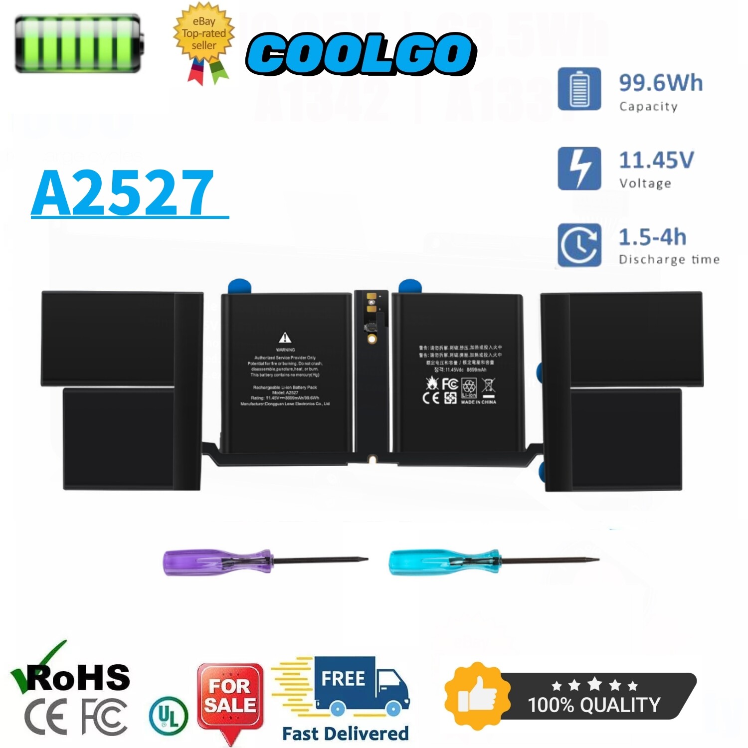 A2527 Battery for Apple MacBook Pro 16″ Late 2021 A2485 EMC 3651 MK183LL/A