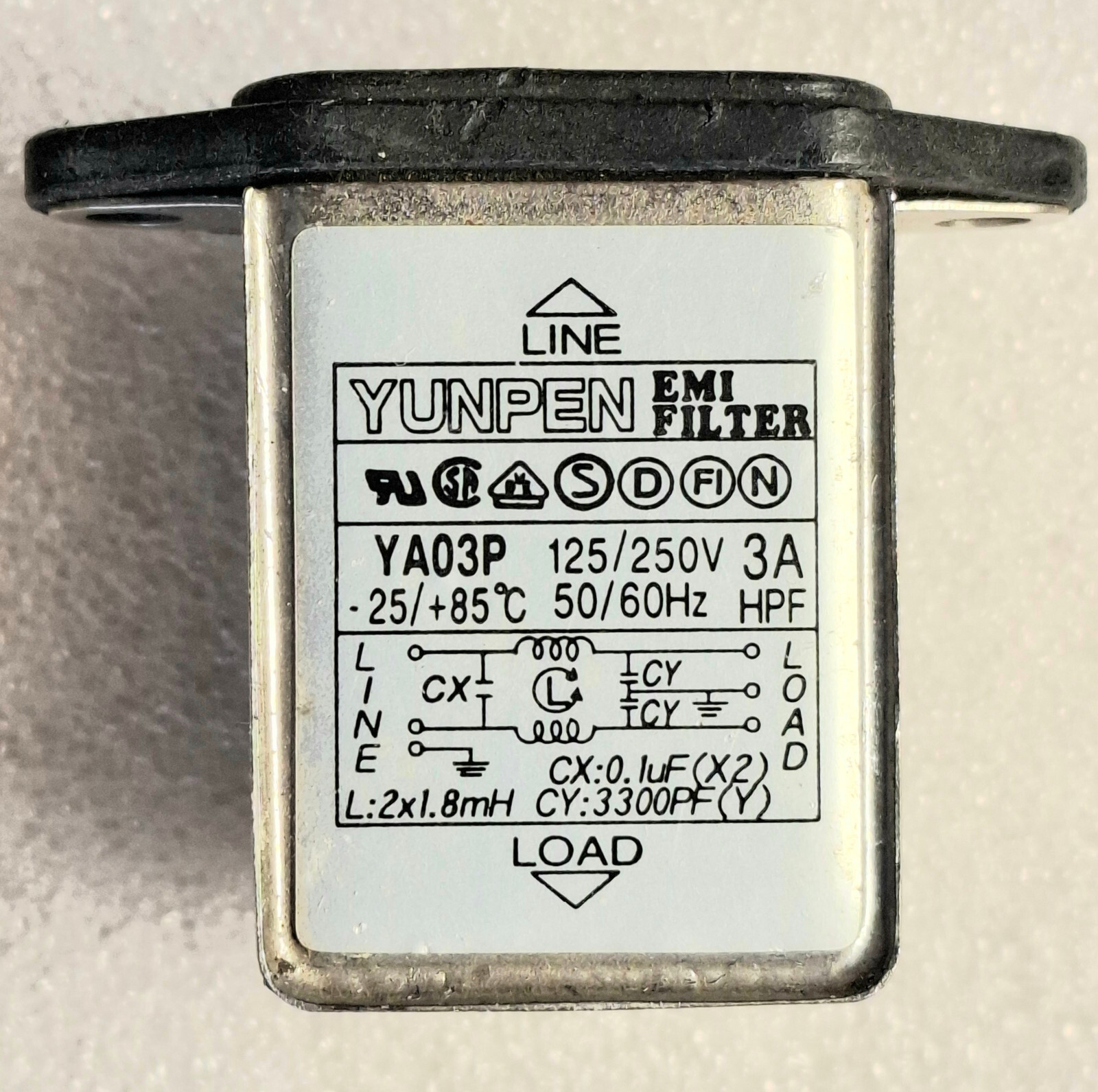 4pcs. Noise Filter for PC TV power unit Monitor Power conn 125/250VAC 3A 50/60Hz