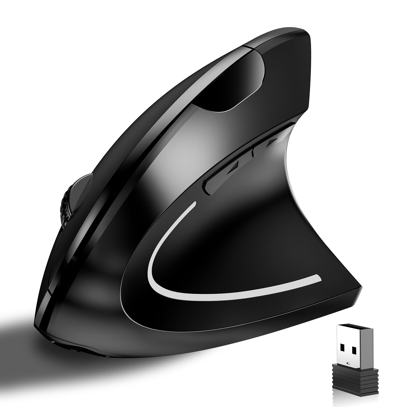 Ergonomic Vertical Wireless Mouse Rechargeable 800/1200/1600 DPI Mice Black