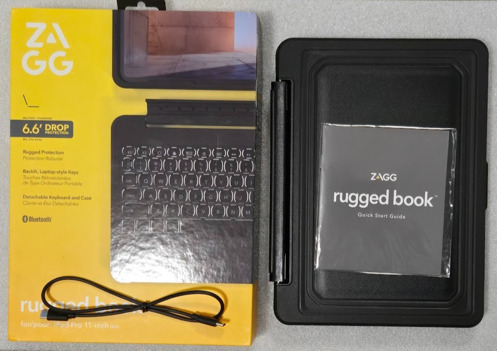 ZAGG Rugged Book Keyboard Case For M4 iPad Pro 11″ Rugged Protection #ZKBP11RB35