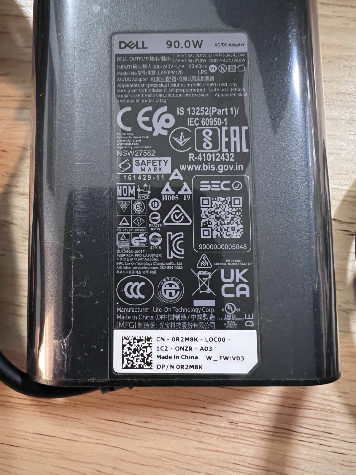 DELL Genuine 90W USB-C Charger for XPS 14” Latitude Series LA90PM170 20V 4.5A US