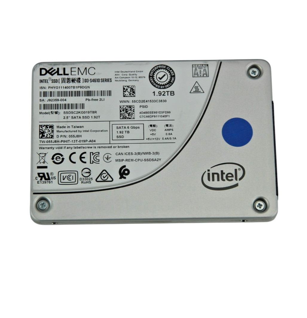 Dell Enterprise S4610 1.92TB SATA 6Gb/s MU 2.5″ SSD 55J8H (90-99% Health)