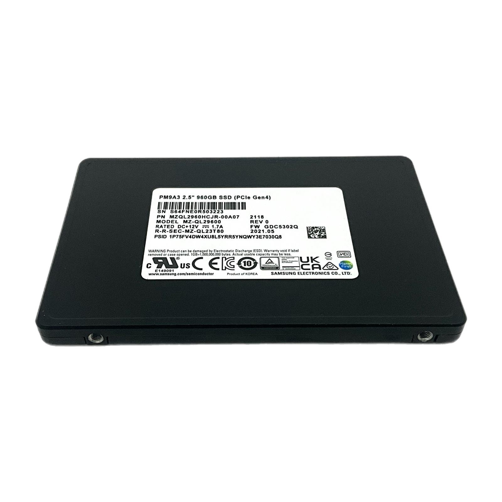 Low Hours! 960GB NVMe MZ-QL29600 Gen4 Samsung 2.5″ PM9A3 Read Intensive SSD