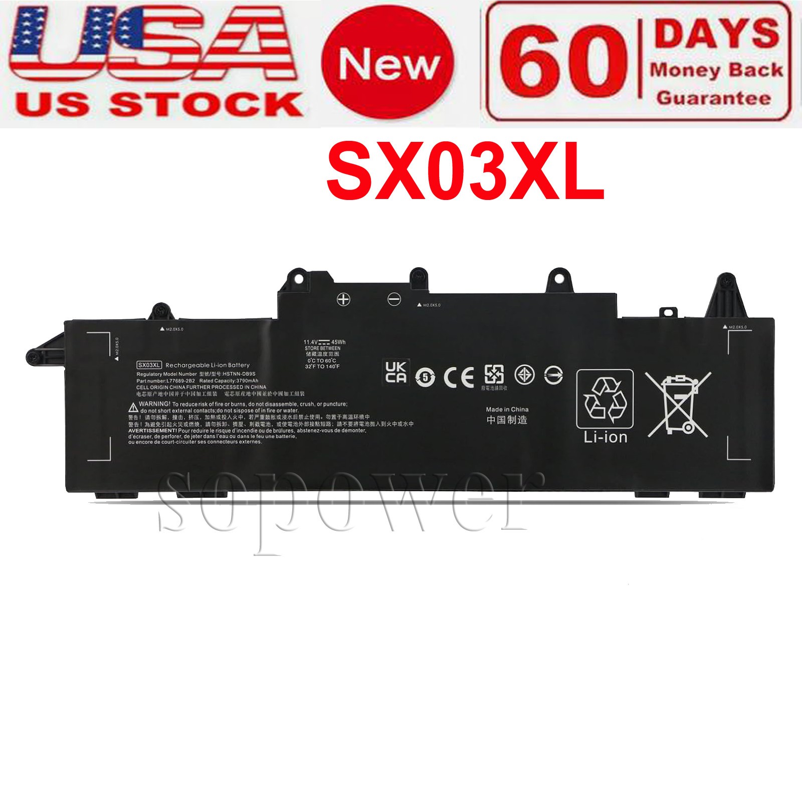 for SX03XL SX03045XL 996QA176H HSTNN-DB9S HSTNN-DB9P HSTNN-IB9D Battery