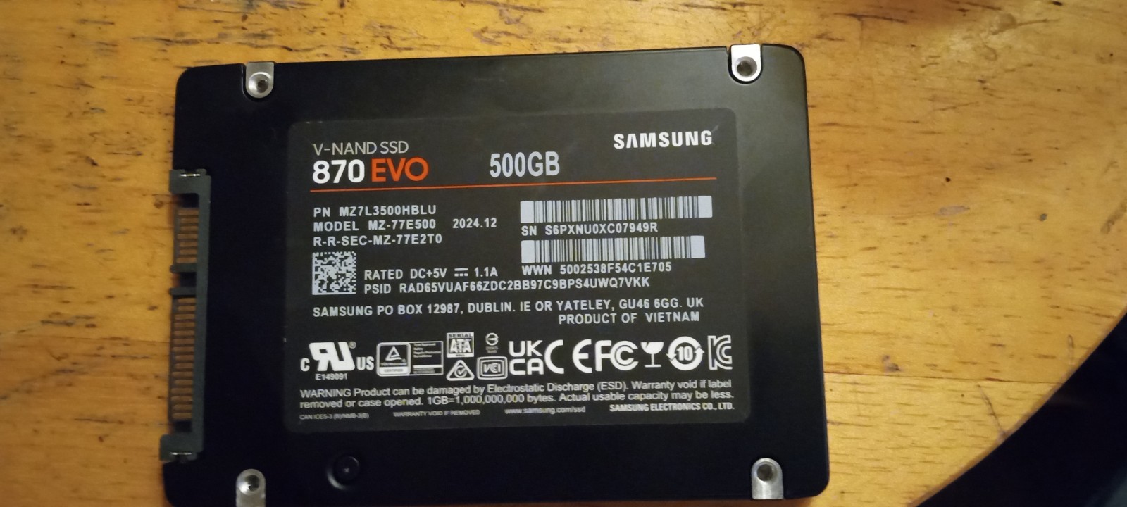 samsong 870 evo v-nand ssd 500gb