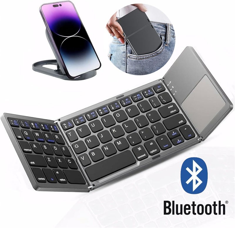 Mini Folding Wireless Bluetooth Keyboard with Touchpad for Laptop Tablet Phone
