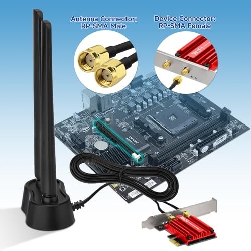 9dBi WiFi 6E Antenna Tri-Band 2.4GHz 5GHz 6GHz Magnetic Base RP-SMA PC