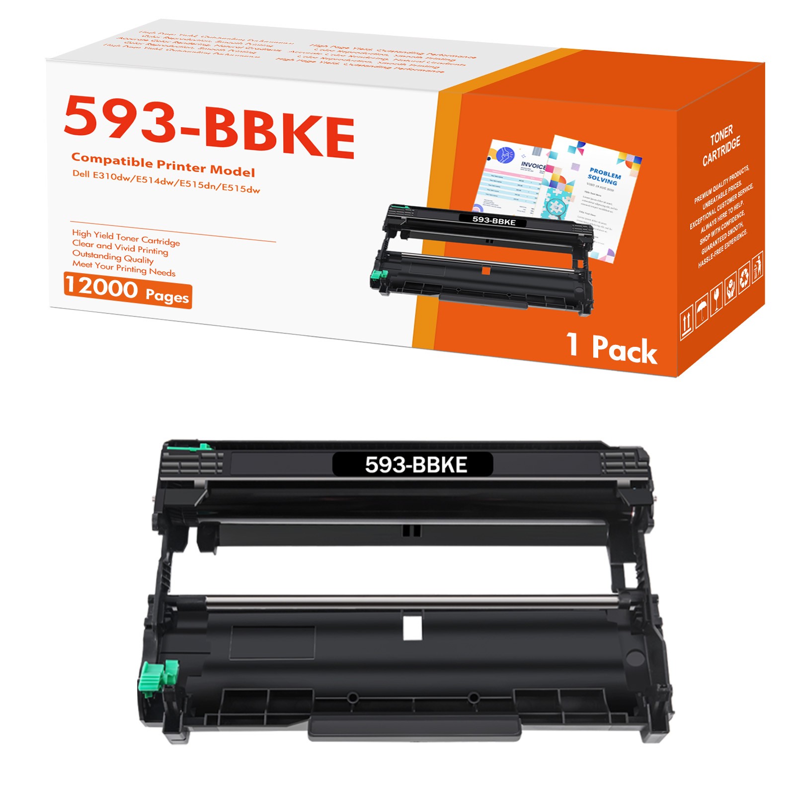 For Dell E310dw E514dw E515dw 593-BBKD Toner Cartridge 593-BBKE Drum Unit SET