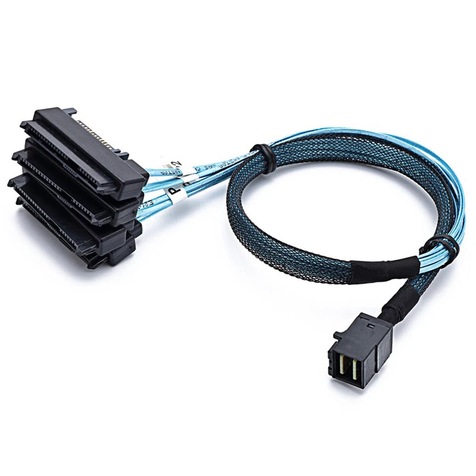 Mini SAS HDD SFF-8643 to 4 SFF-8482 Connector with Power Port Hard Drive 1M
