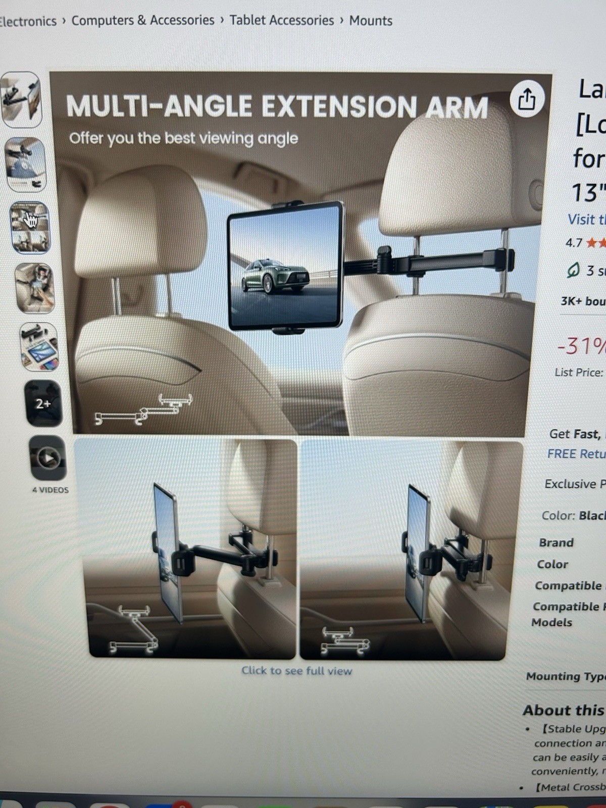 Lamicall Headrest Mount CH06 Car Holder Series (Black)