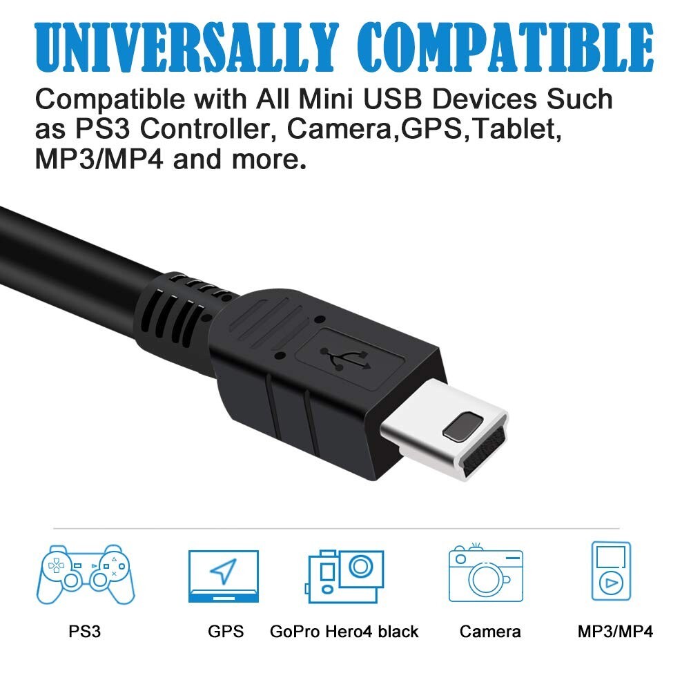 3ft USB PC Data Sync Transfer, Power Charger Cable Cord for Phone, Camera & More