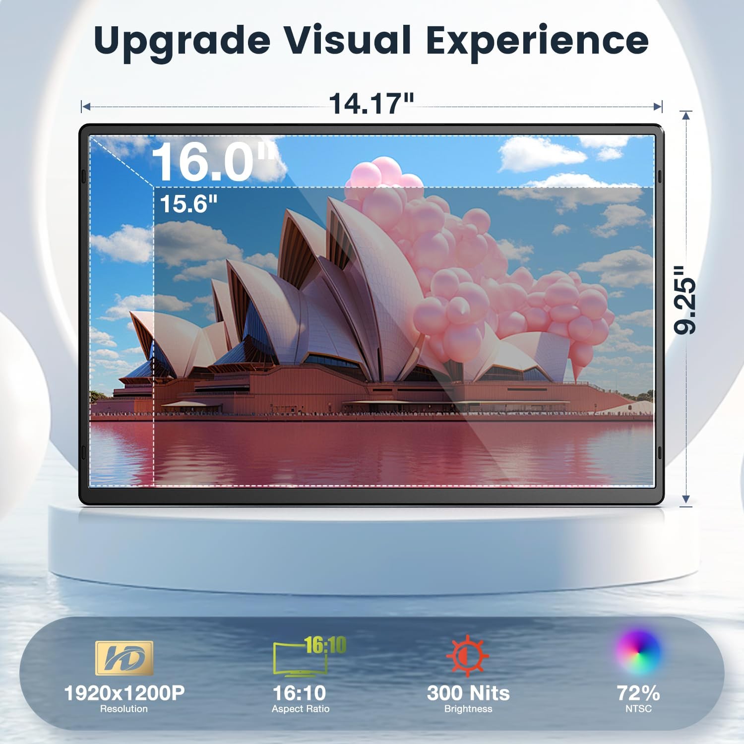 Portable Monitor, 16 Inch FHD 1200P, Horizontal/Vertical Monitor, Plug & Play…