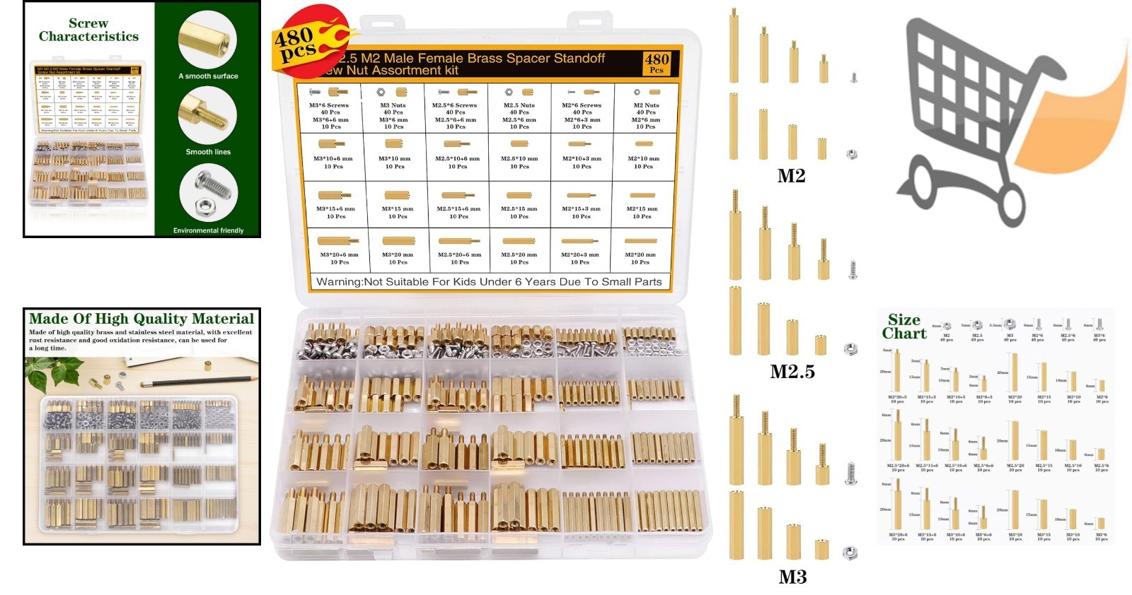 480Pcs Motherboard Standoffs Screws Nuts Kit for DIY Electronics Raspberry Pi