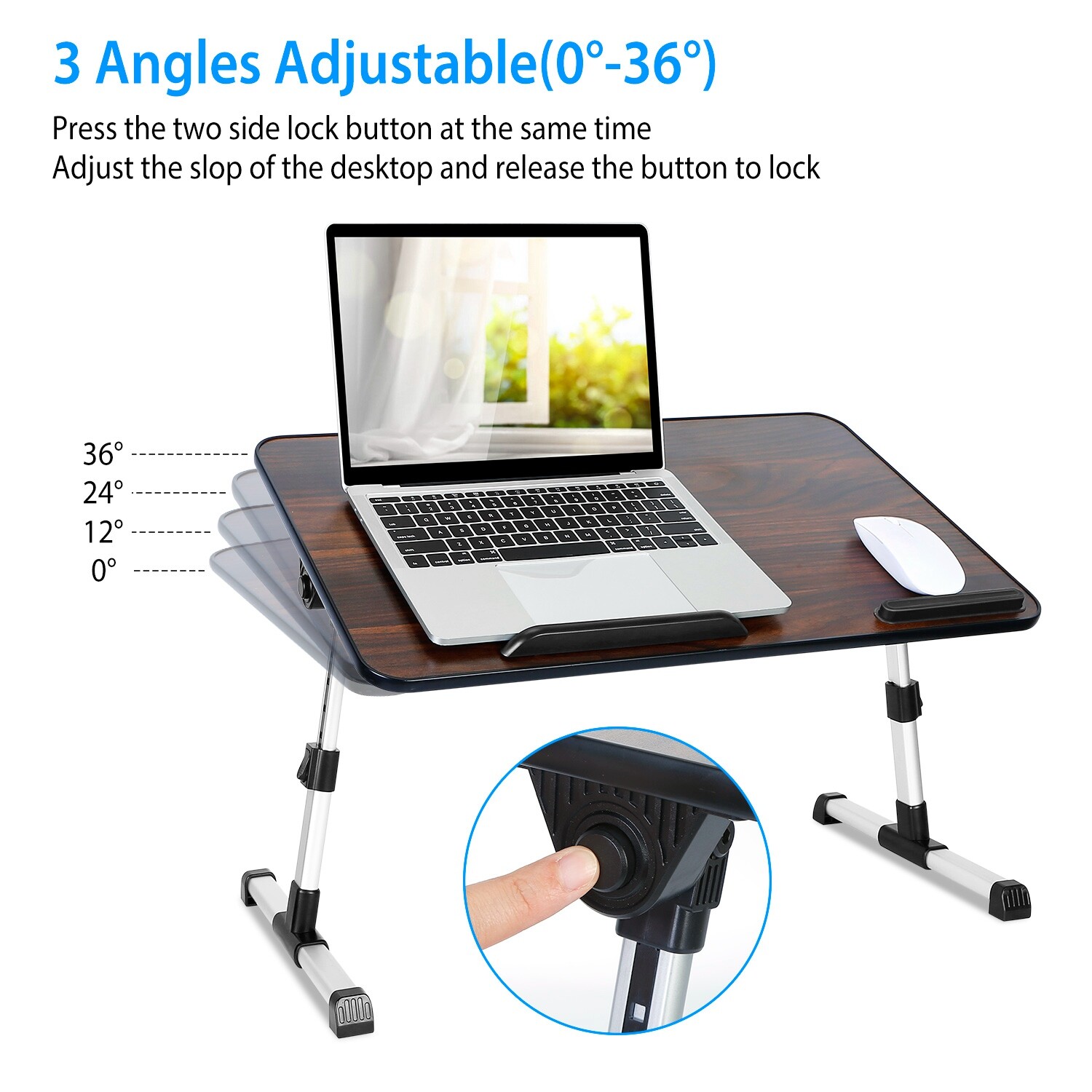 Portable Laptop Desk Foldable Lap Bed Tray 360° Adjustable Table Stand Sofa US