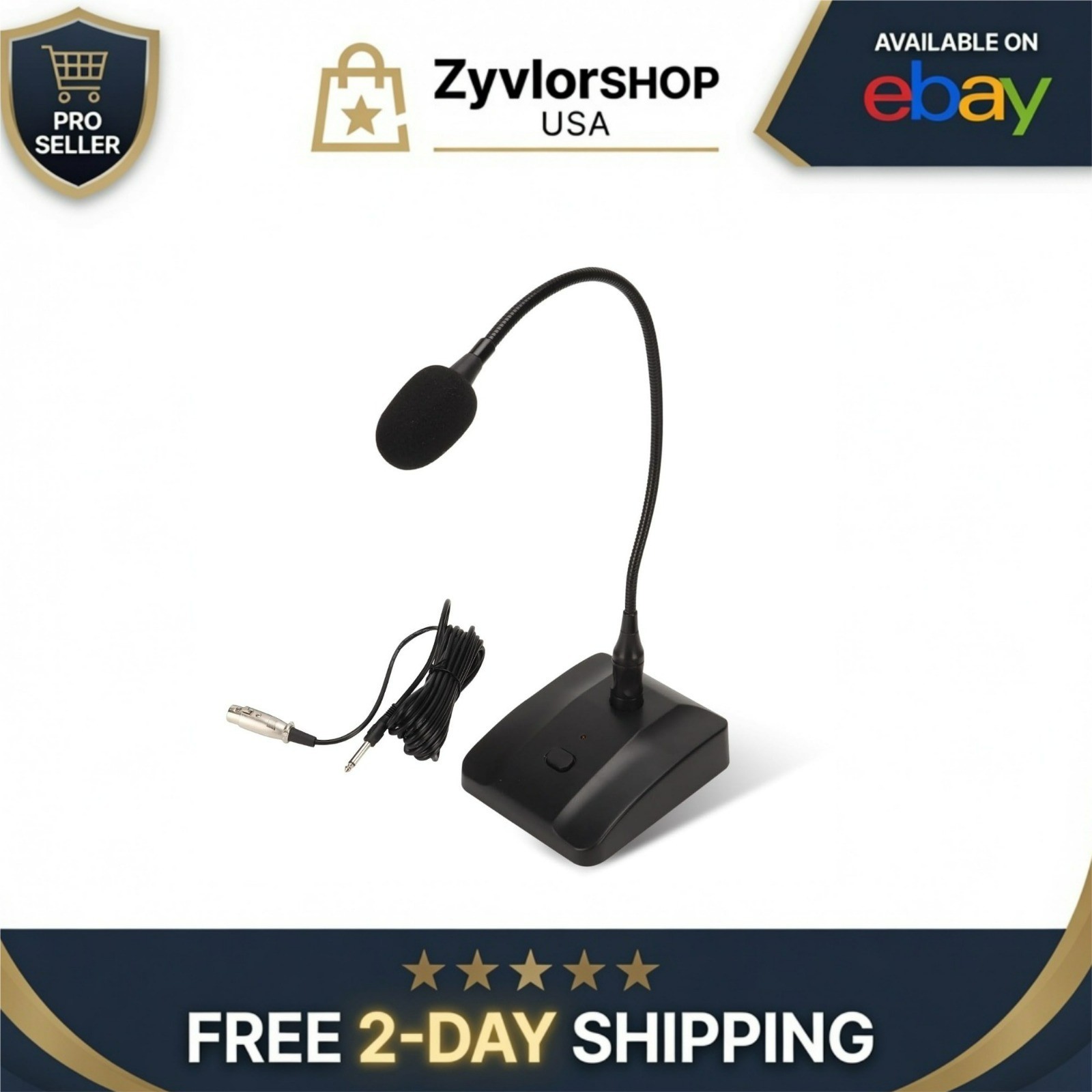 Cyrank Gooseneck Microphone 6.35mm Wired Desktop with Mute Button