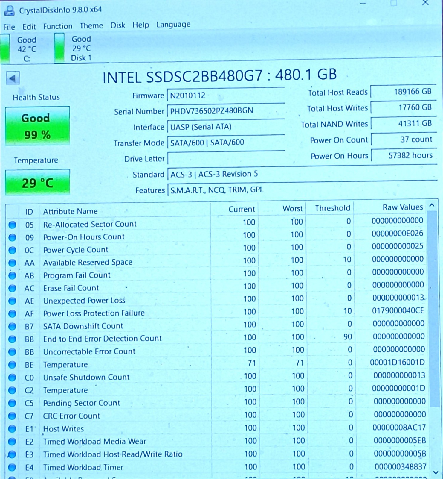 SSDSC2BB480G7 – 480GB Intel DC S3520 2.5 SATA 6Gbps Internal Solid State Drive