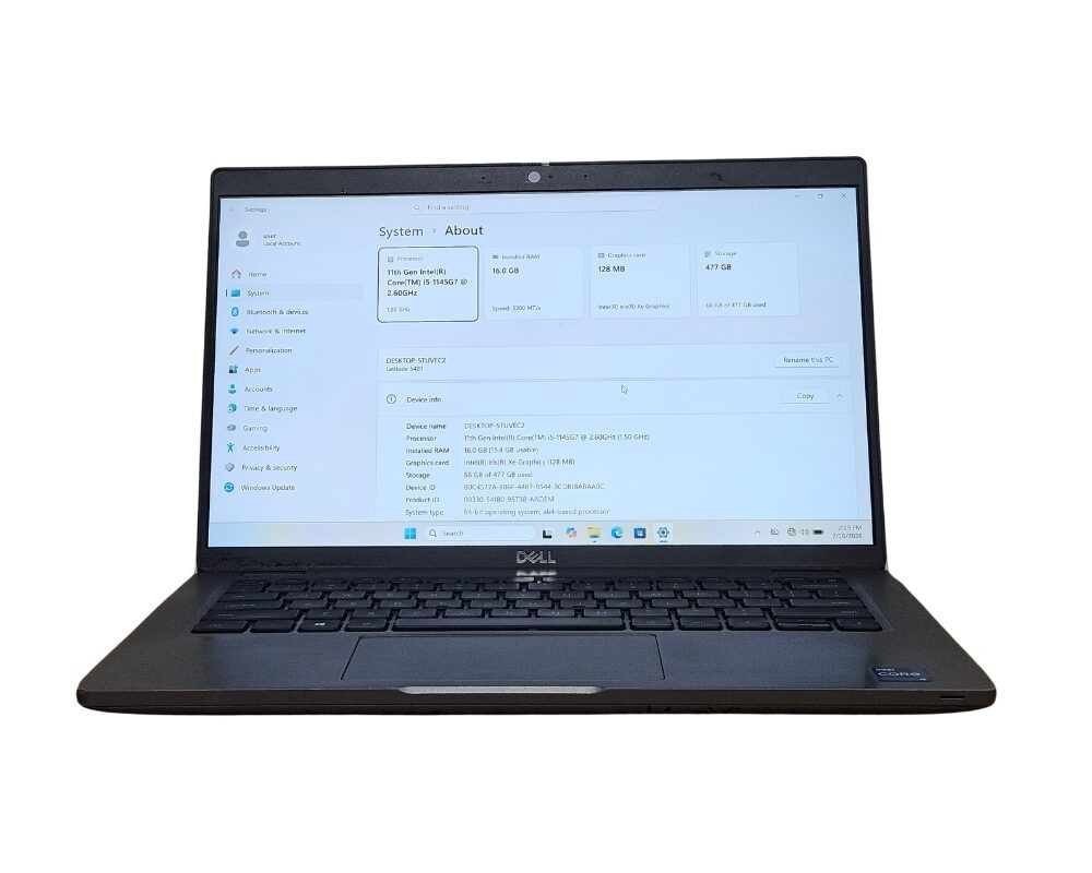 Dell Latitude 5420 14″ Laptop i5-1145G7 16GB RAM 512GB SSD WiFi Win 11 Pro NO AC