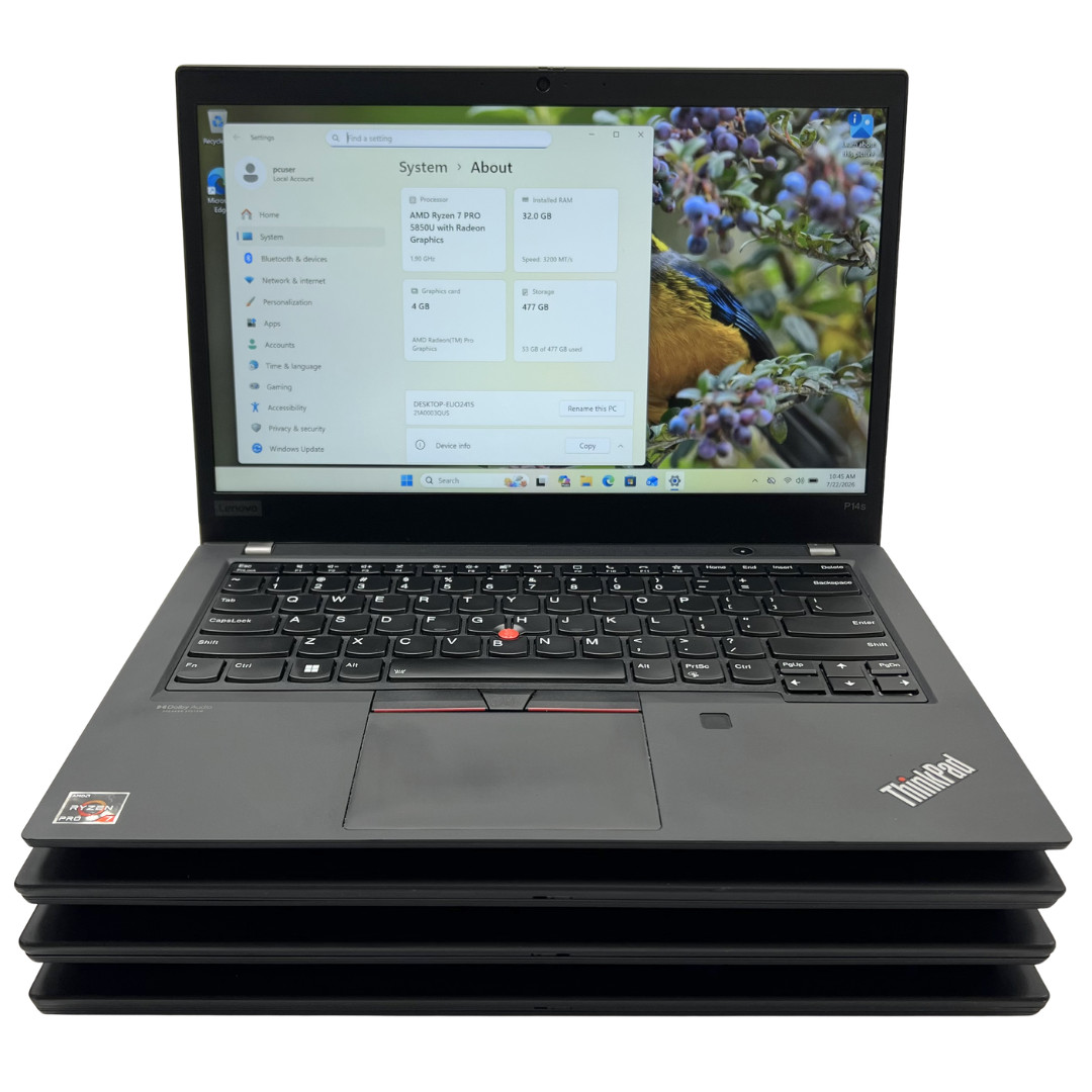 LOT OF 4 Lenovo ThinkPad P14s Gen 2 14″ Touch Ryzen 7 PRO 5850U 32GB 512GB NVMe