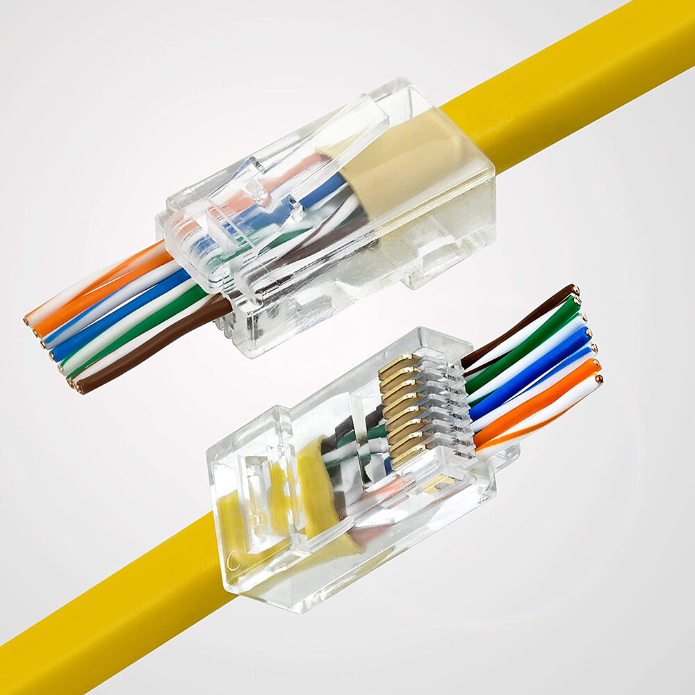 100pcs RJ45 Pass Through Modular Plug Network Cable Connector End 8P8C CAT6 CAT5