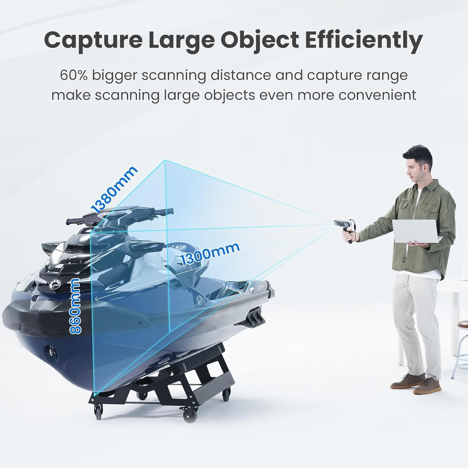 Range 2 3D Scanner for 3D Printing Handheld, Full Color Model Scan, Supports Bod