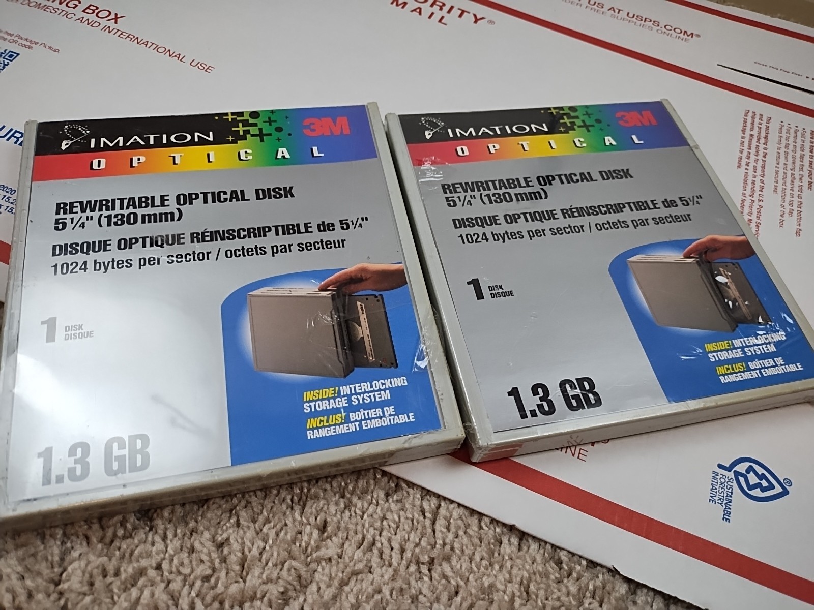 NEW Imation 44019 1.3GB RW EDM-1300C Factory Sealed pair computer server backup