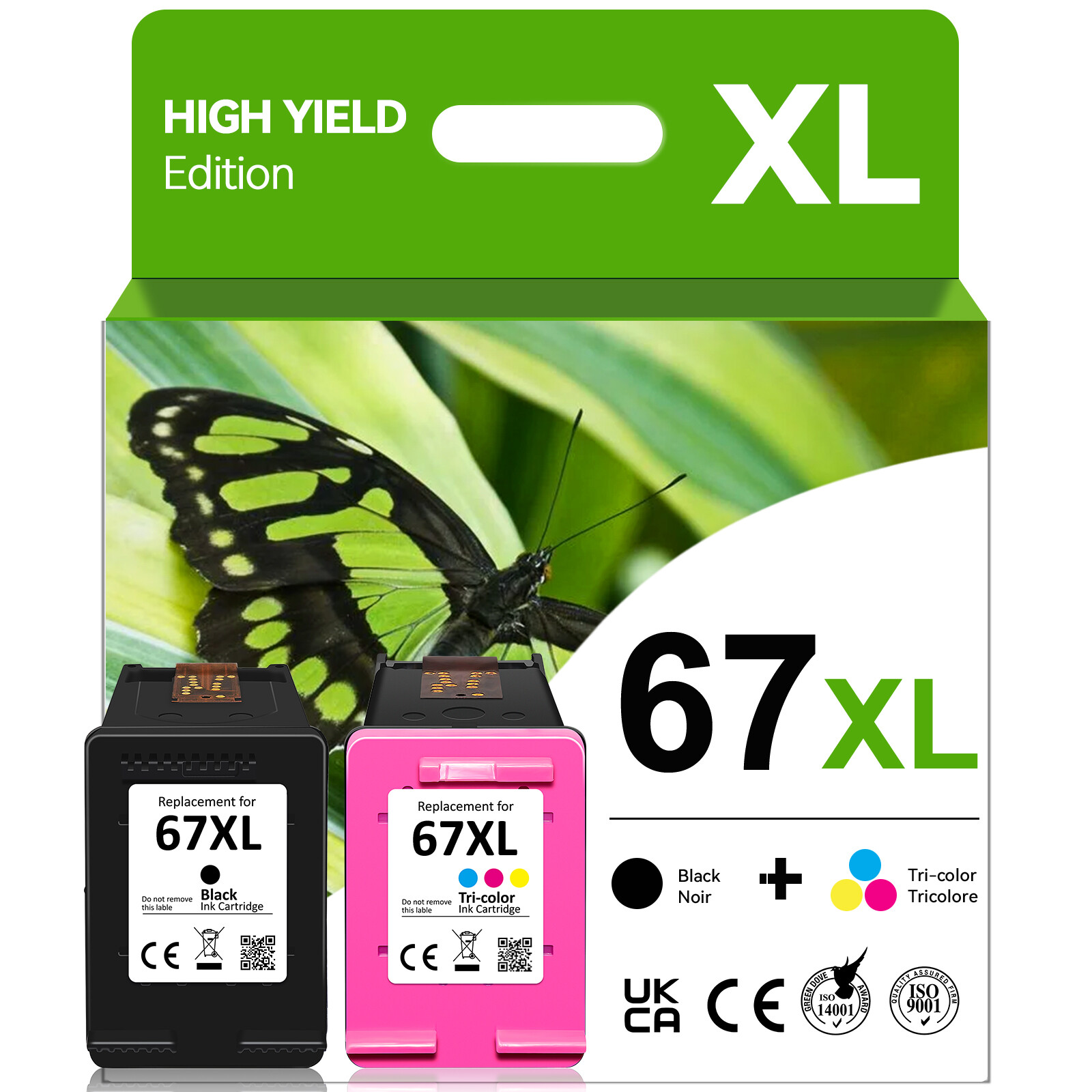 67XL Ink Printer Cartridge for HP Envy 6055e 6075e Deskjet 2700 2755 2800e 2855e