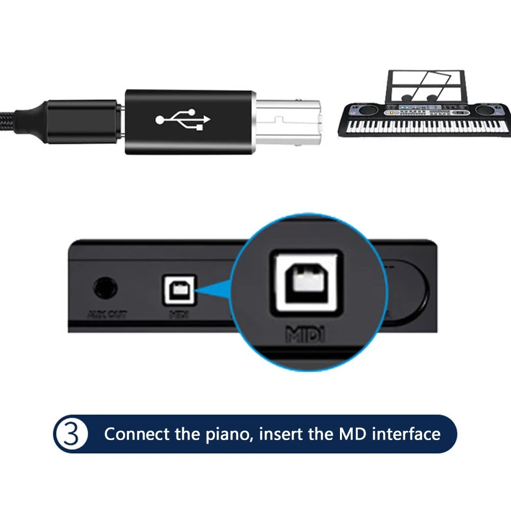 USB B Male to USB Type C Female Adapter for Scanner Printer Converter USB Transf