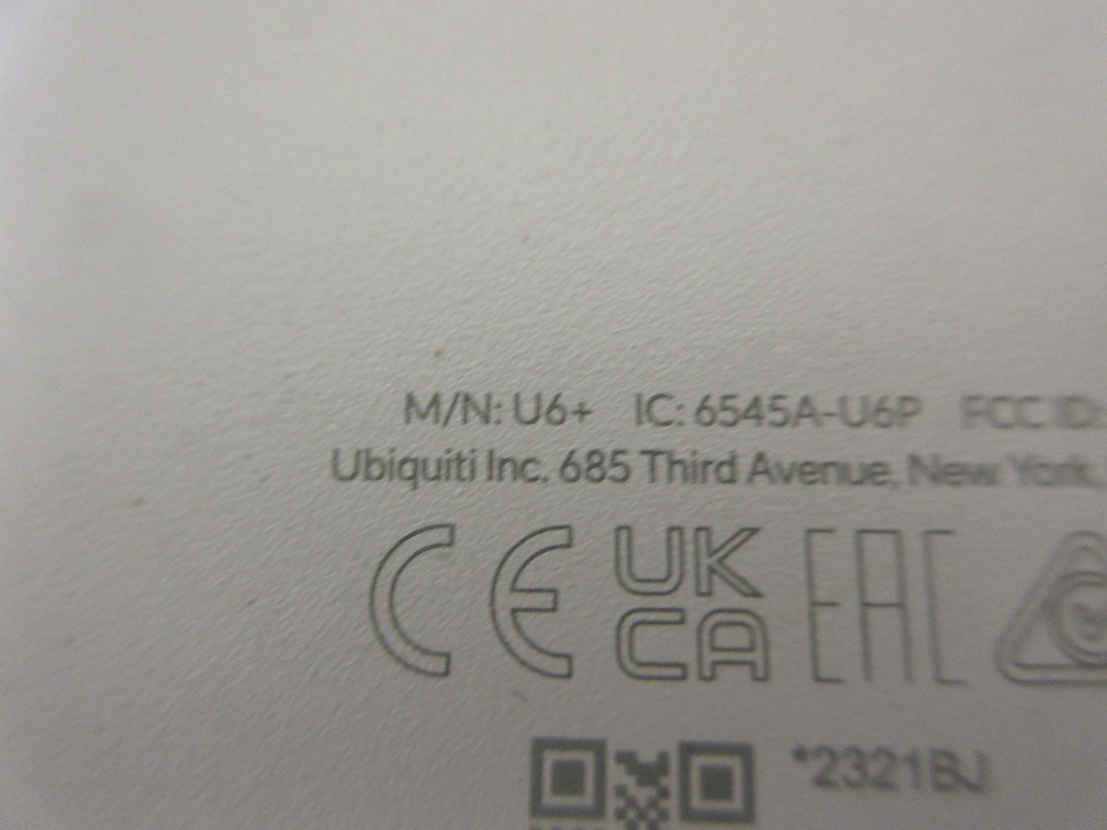 Ubiquiti Networks Unifi U6+ Plus Wireless Access Point PoE Dual Band Wi-Fi 6