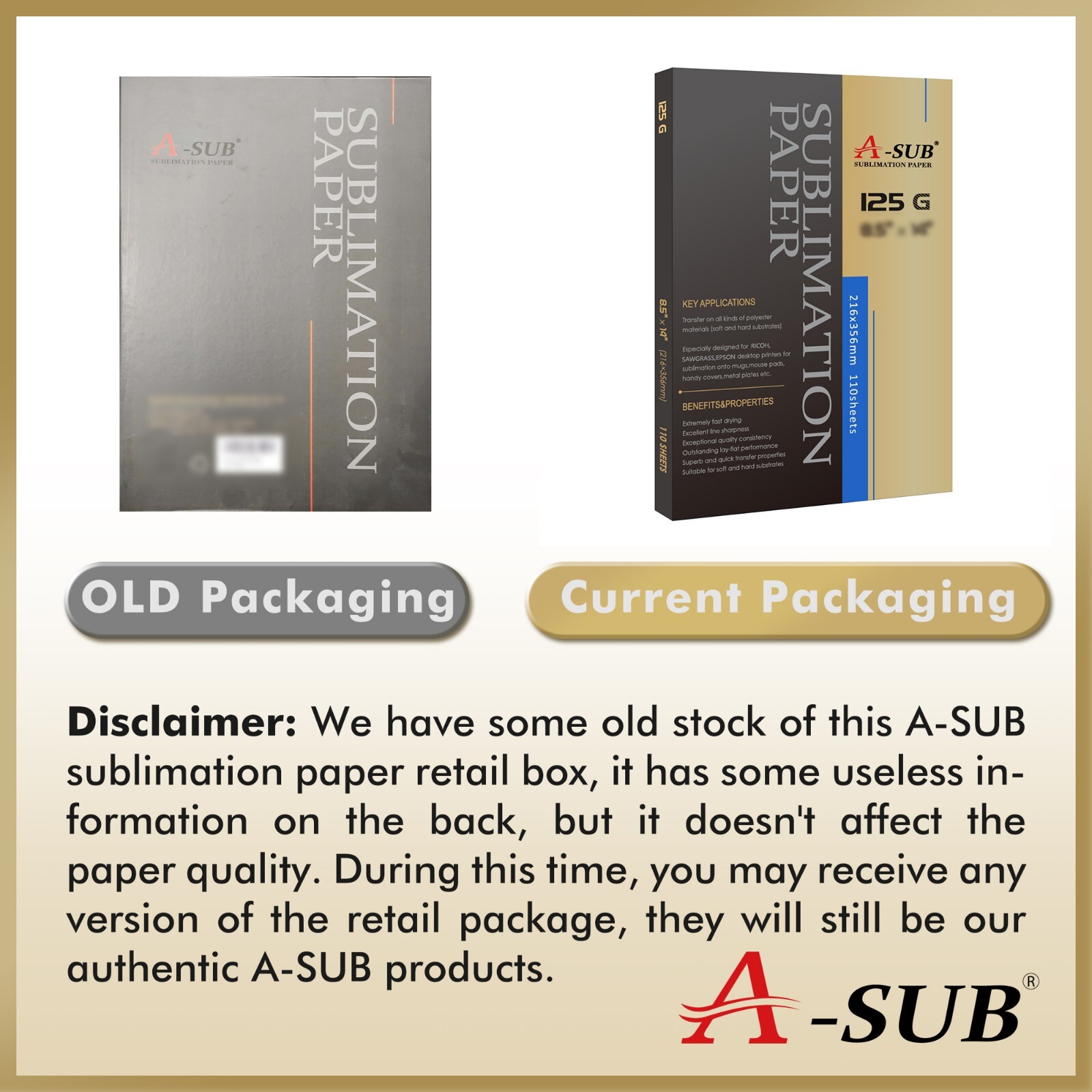 Lot Bulk 125g A-SUB Sublimation Paper 8.5×11 8.5×14 11×17 13×19 110-1100 Sheets