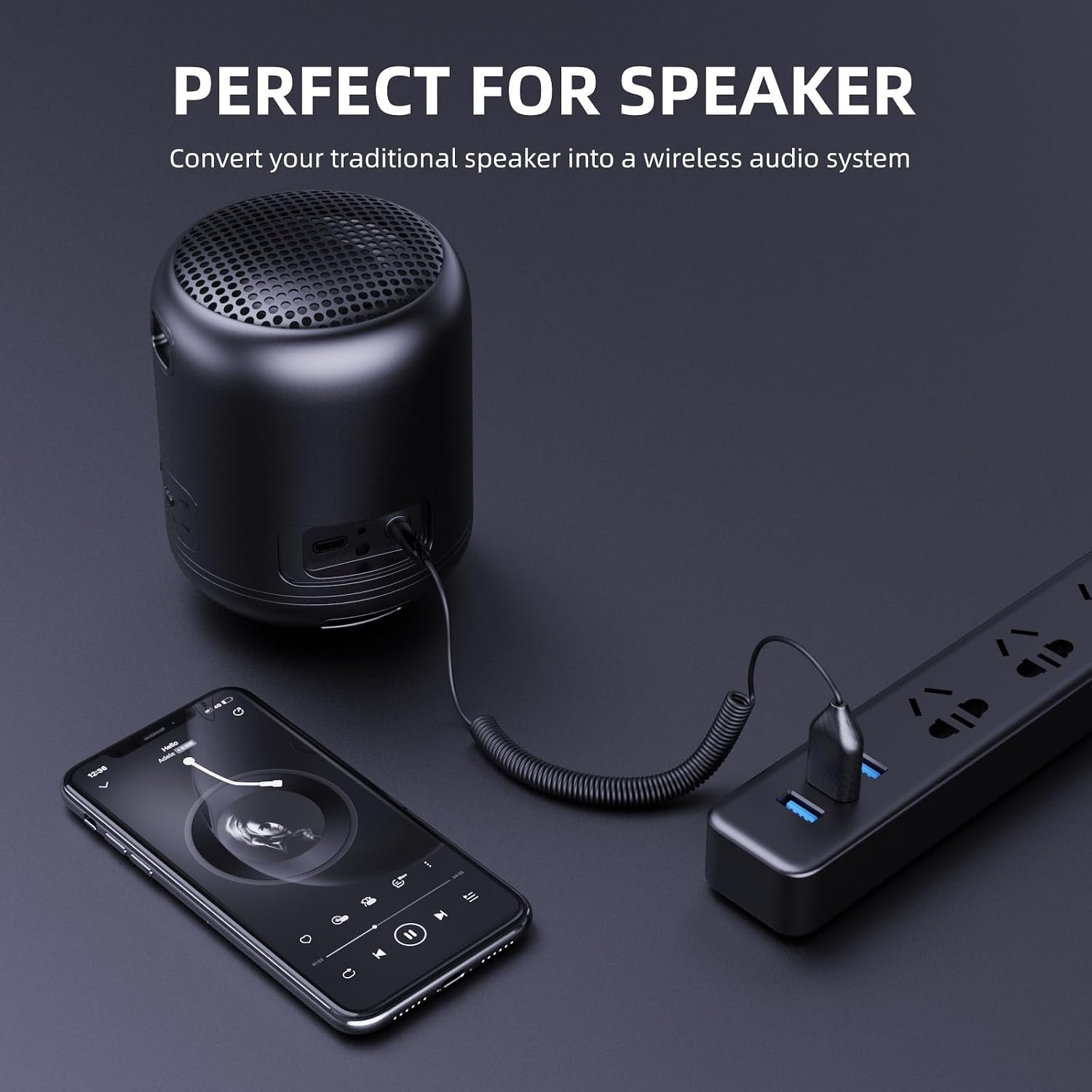 Aux to Bluetooth 5.2 Adapter 3.5Mm Bluetooth Receiver with Built-In Microphone A