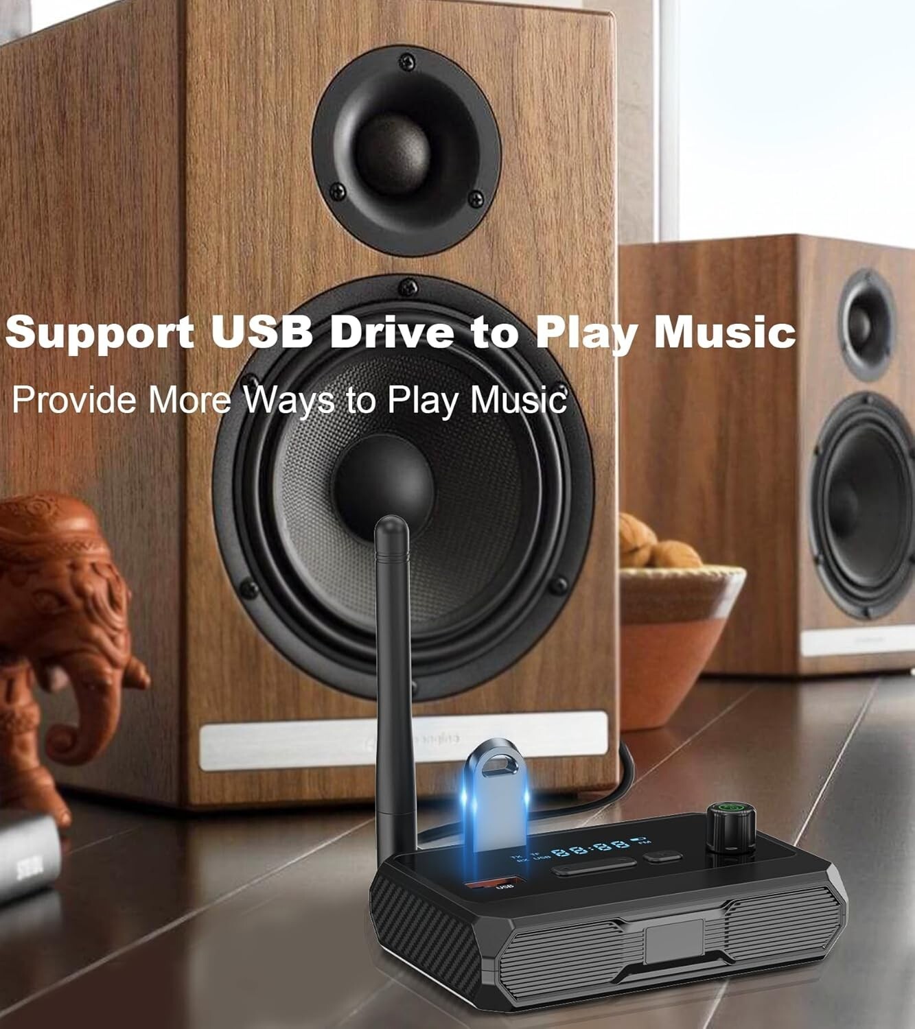 Bluetooth 5.3 Home Stereo Audio Receiver AUX USB Optical HD Music to RCA Adapter