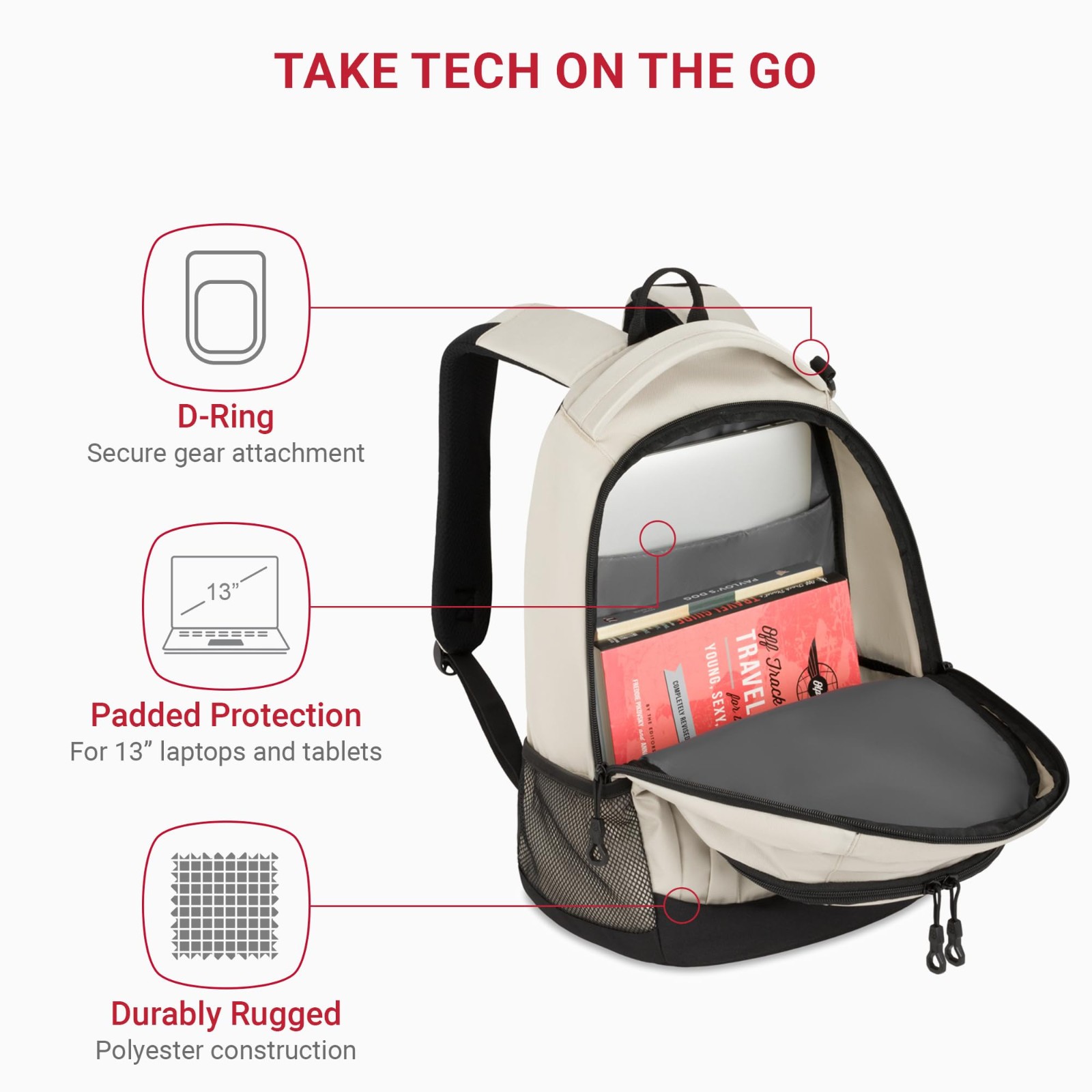 SwissGear 1186 Bungee Core Laptop Backpack 17 inch Cream/Black Special Edition